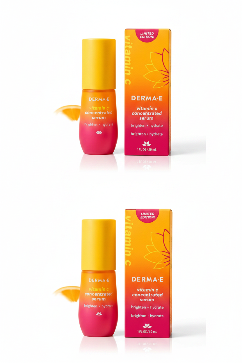 DERMA E Vitamin C Concentrated Serum – Brightening & Hydrating Facial Serum (1 fl oz / 30 mL)