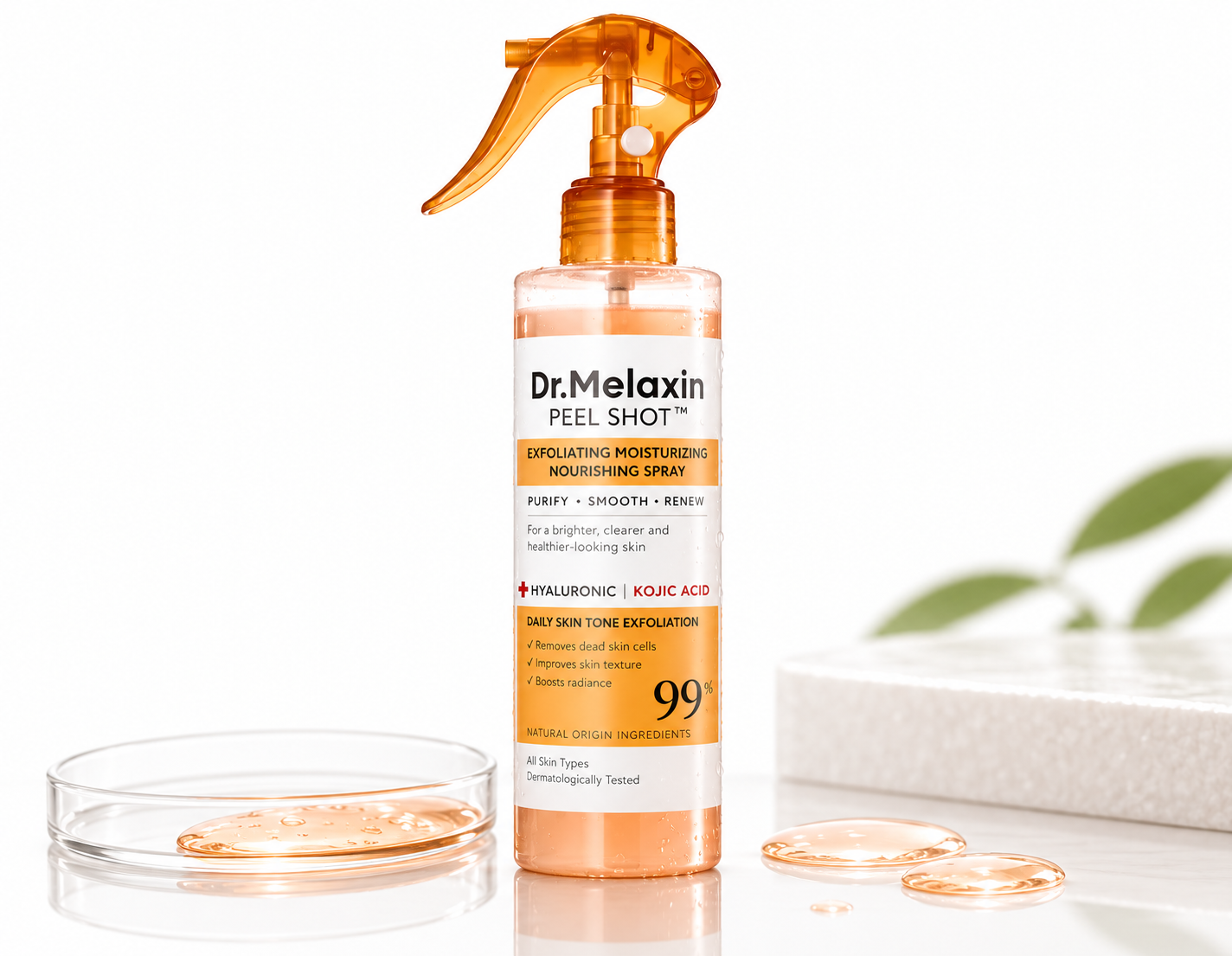Dr. Melaxin Peel Shot™ Exfoliating Kojic Acid Turmeric Spray | Brightening Face & Body Treatment | 250ml